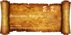 Rosinger Károly névjegykártya